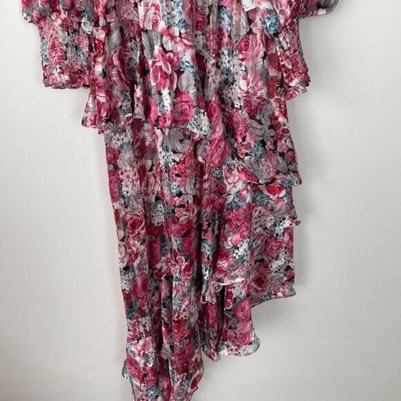 Free People Elliatt Dorian Floral Ruffle Drapey Smocked Maxi Dress Pink/ Rose M - Picture 10 of 14